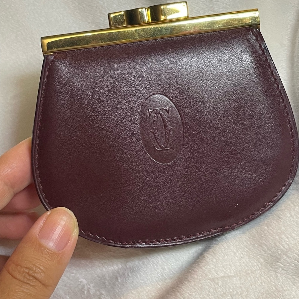Cartier Burgundy Leather Coin Wallet ❤️